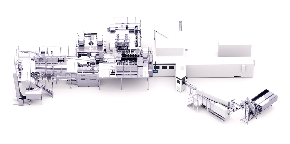 3D illustration of the aseptic filling system for PET bottles