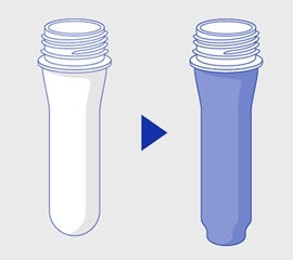 Step 1: Film Coating – A PET preform is wrapped and bonded with a high-performance functional film.