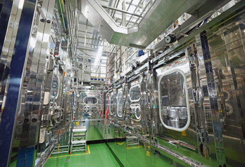 Interior view of the DNP aseptic juice filling machine installed at Asahi Nagoya Factory