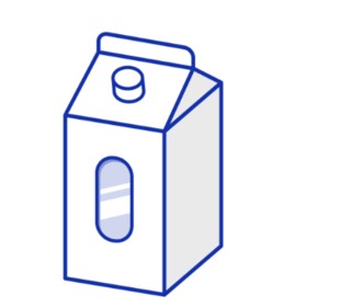 Icon of a gable-top liquid packaging carton with a transparent viewing window