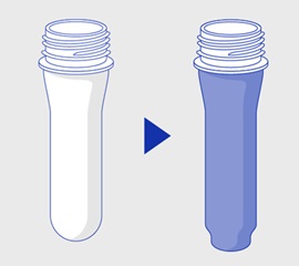 Step 1: Film Coating – A PET preform is wrapped and bonded with a high-performance functional film.