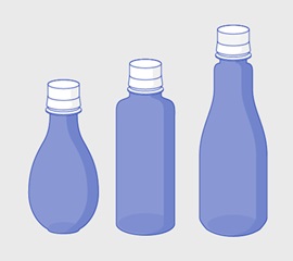 Step 3: Finished Bottle – An array of completed PET bottles in different shapes, representing the result of the process.