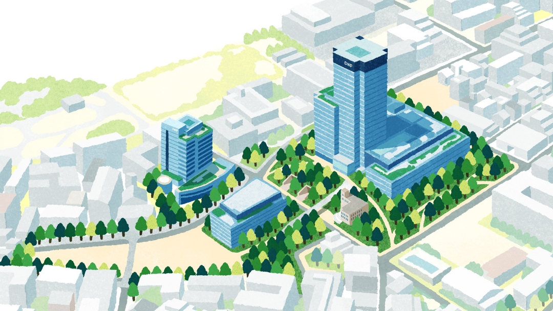 市谷の杜を俯瞰したイラスト