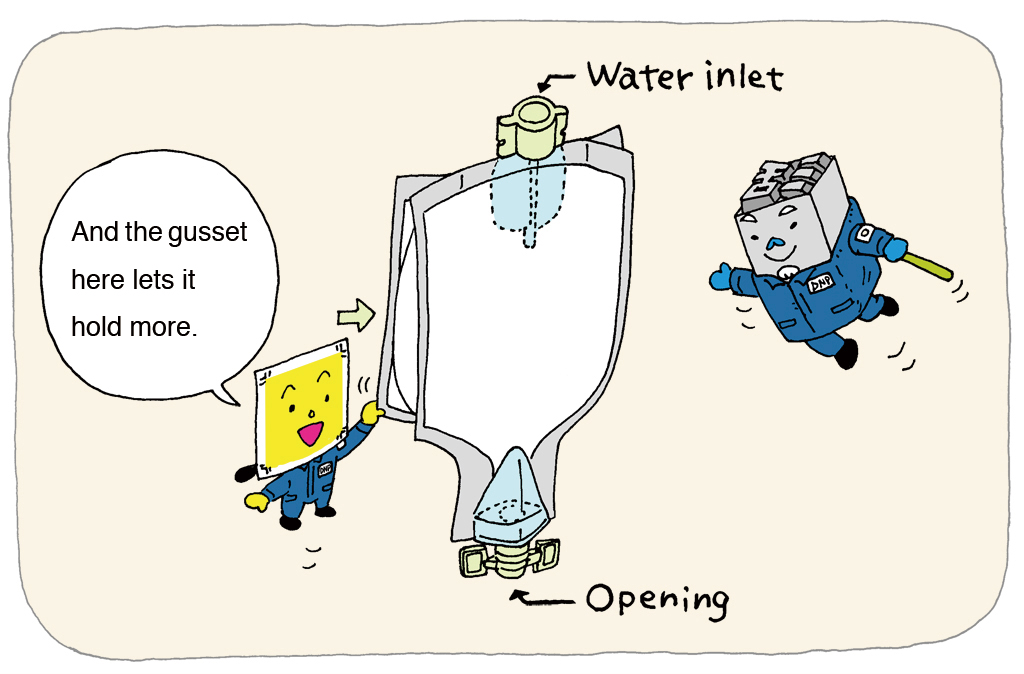 A picture showing the gussets that add depth to the container and making it easier to increase its capacity